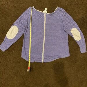Sundance Blue Gray Striped Long Sleeve Tee with Elbow Patches